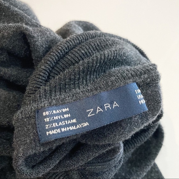Zara Charcoal Gray Rayon Blend Turtleneck Size L - Picture 6 of 7